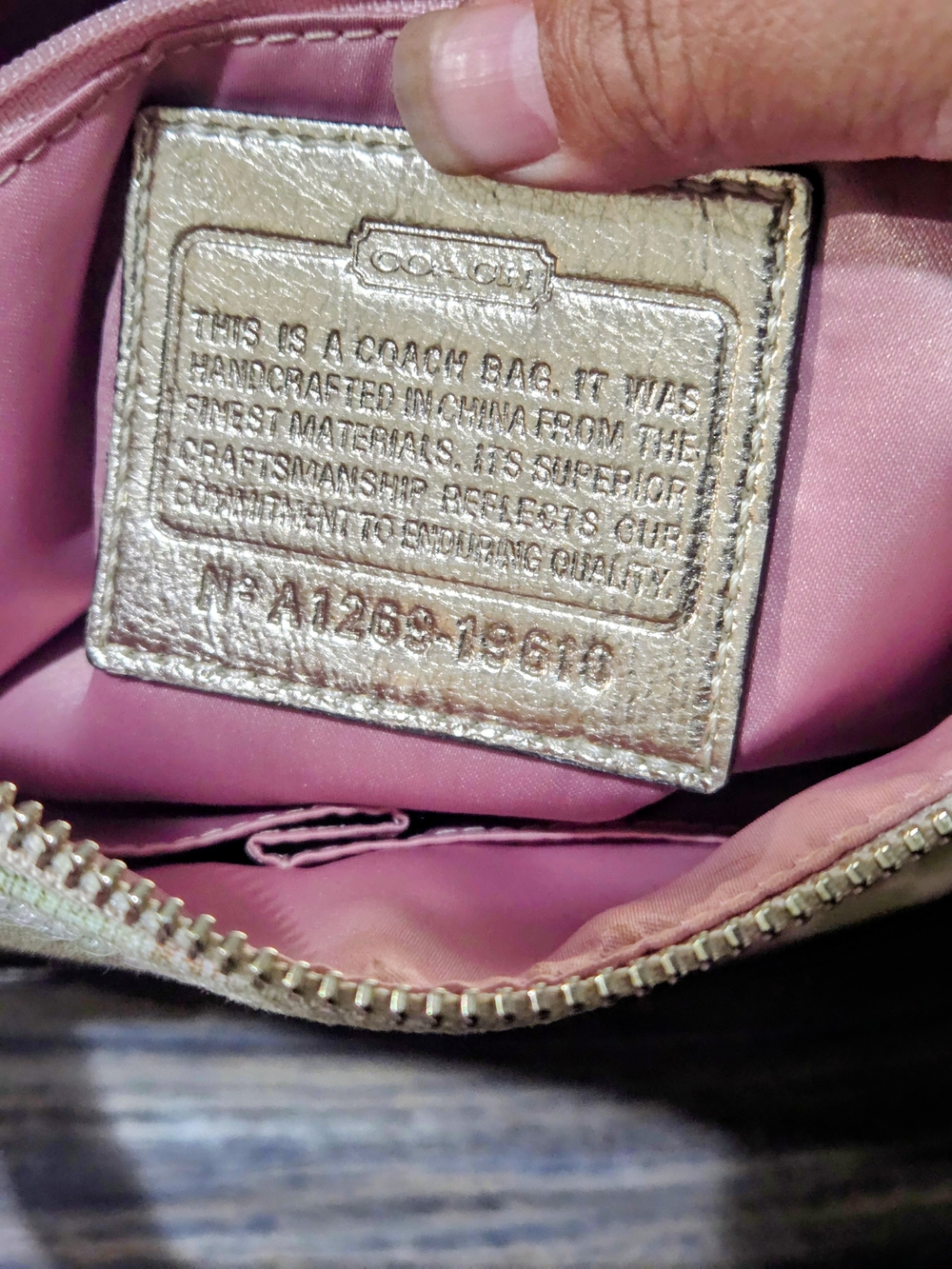 Coach Poppy Madras Plaid Leather Shoulder Bag with Gold Trim And Wristlet Purse - Picture 8 of 16